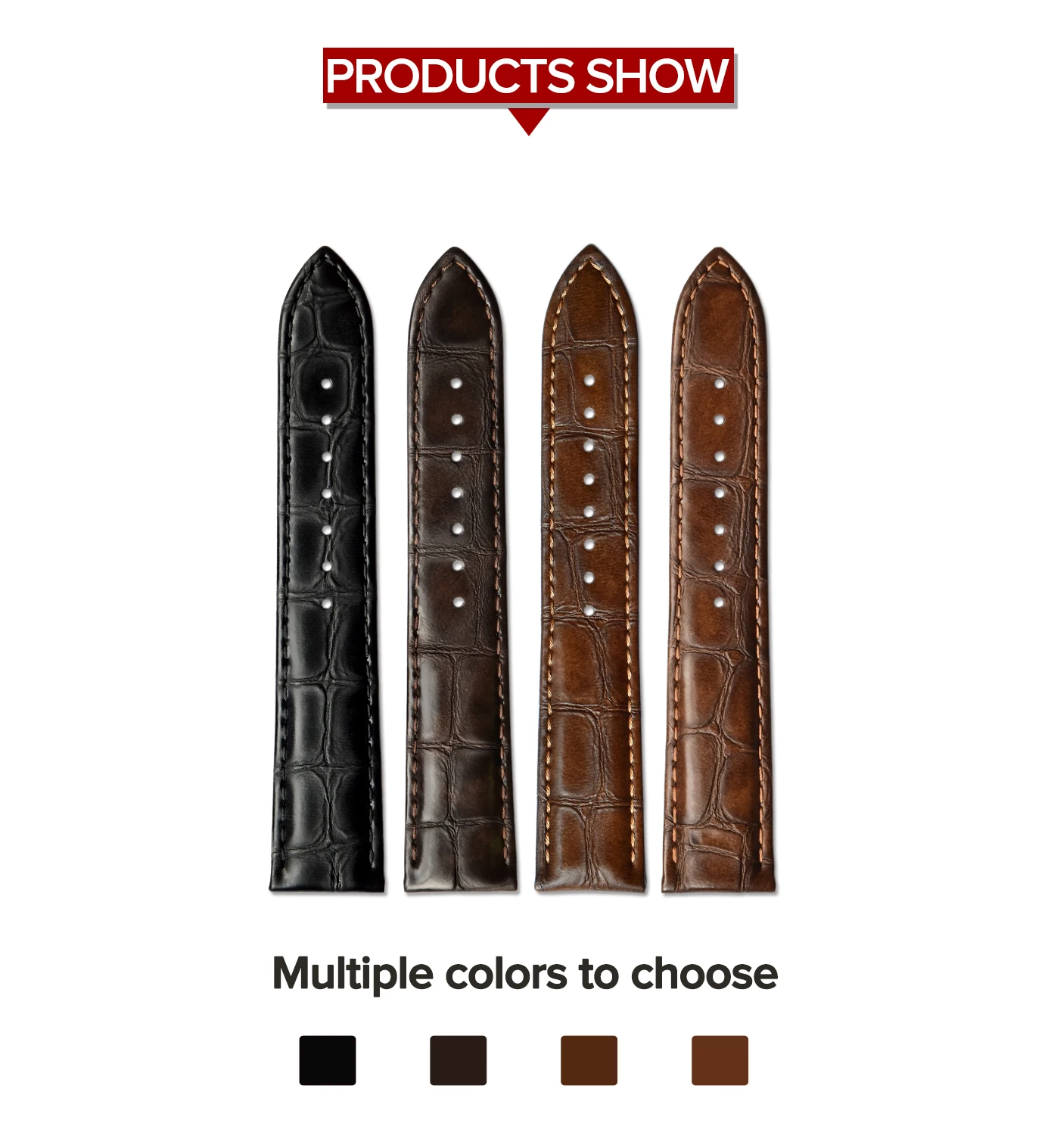 
Luxury High Quality Special Deloyment butterfly buckle Clasp 316L SS Folding Buckle genuine leather watch bands 