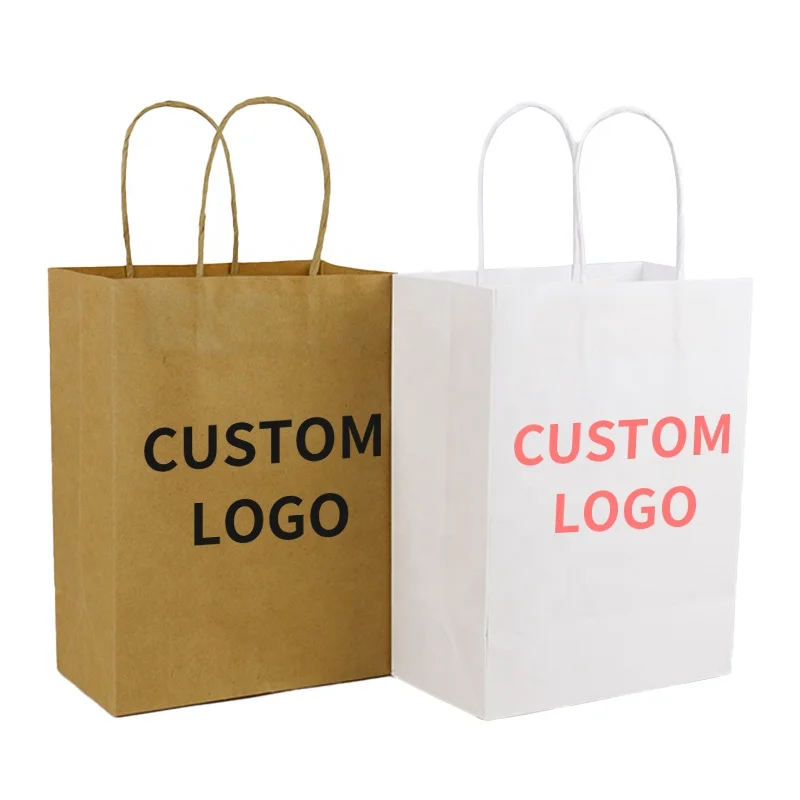Retail Coffee Shop Takeout Paper Bag with Handle Coffee Tea Juice Packaging Paper Bags Hot Selling Colorful Printing Kraft Paper