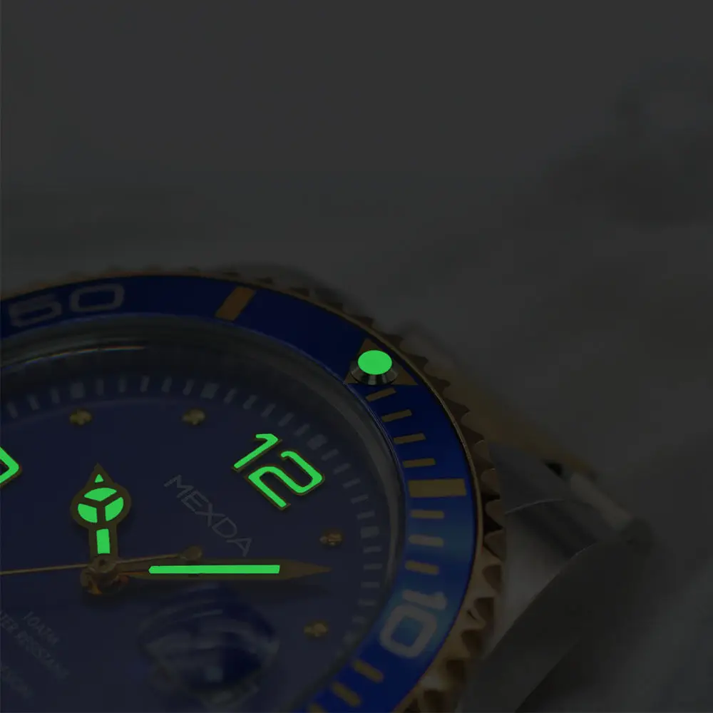 Mexda Custom Logo Stainless Steel Fashion Dive Watch Sport Luxury Relojes Luminous Watch for Men