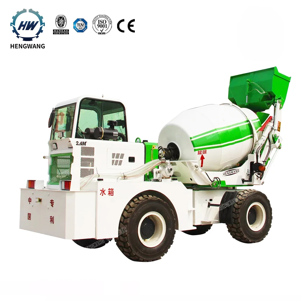 Hengwang HWJB240 CE approved 2.4m3 self loading concrete mixer truck cement for sale (1600359013998)