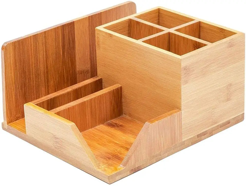 Amazon Best Selling Products Office Bamboo Wood Desk Table Organizer Tidy Storage With Pull-Out