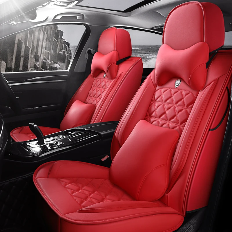 
Luxury PU Leather car Seat Cover Universal size Anti-slip red Car Seat Covers for women 