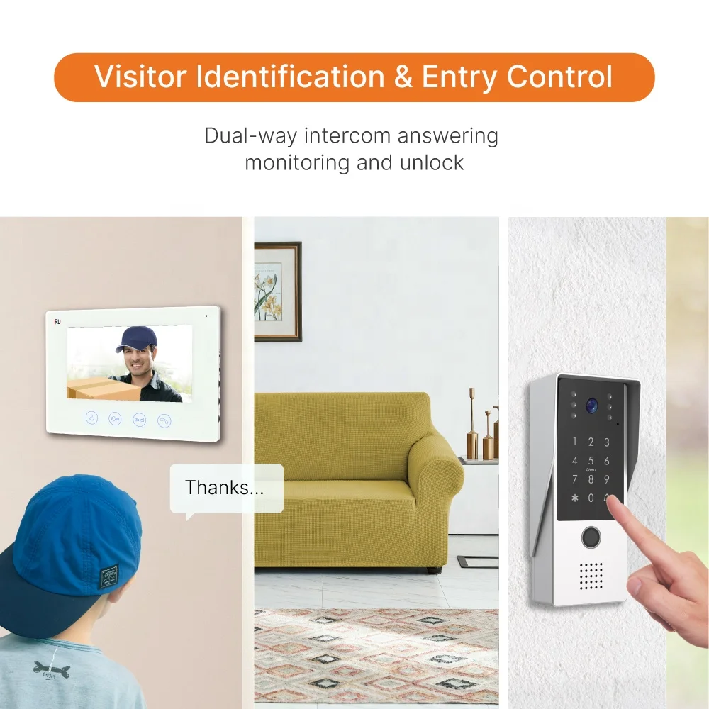 Hot sale video door phone 1080p video doorbell camera wireless  intercom video doorbell wireless with  fingerprint unlock