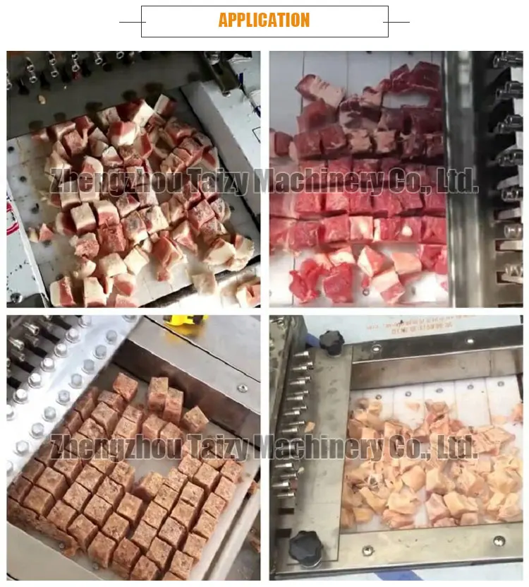 Automatic Fish Cutting Machine Whole Chicken Block Cubes Cutter Poultry Goose Meat Cube Cutting Machine