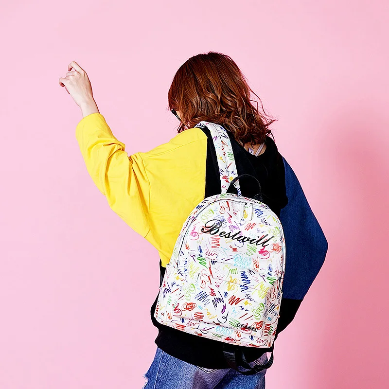 BESTWILL wholesale 2022 large capacity printing PVC university student school girl  casual women other Ladies backpacks