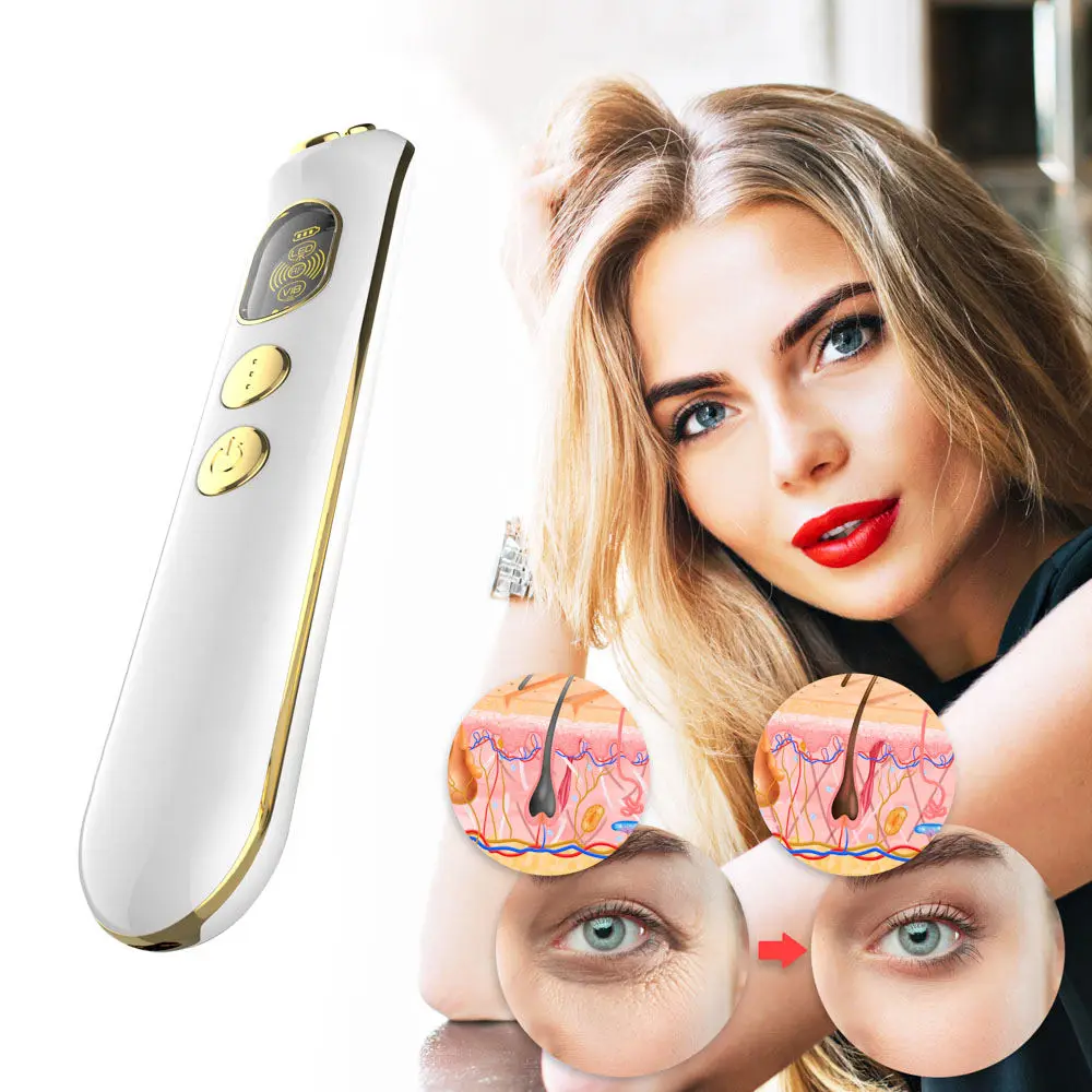 2024 New Products Wrinkle Dark Circle Removal Under Eye Massager Portable RF Anti Aging Machine Led Red Light Therapy Face Wand