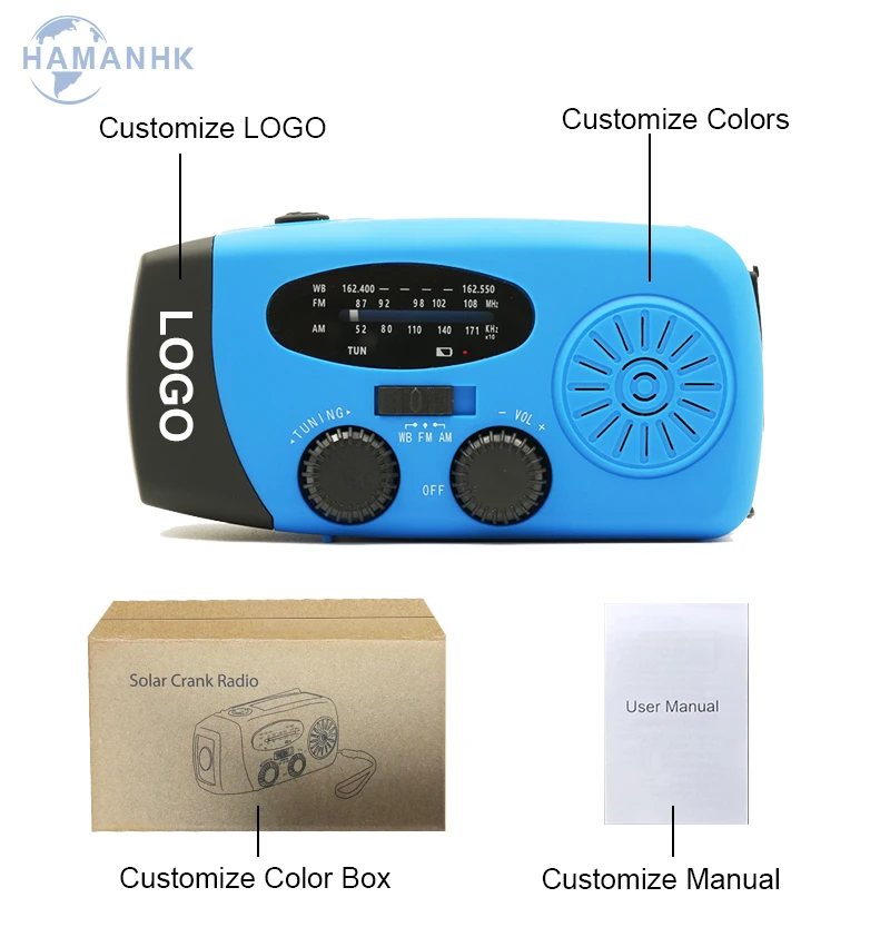 Emergency Solar Hand Crank Dynamo NOAA Portable Weather Radio With Flashlight and Cell Phone Charger Emergency Radio