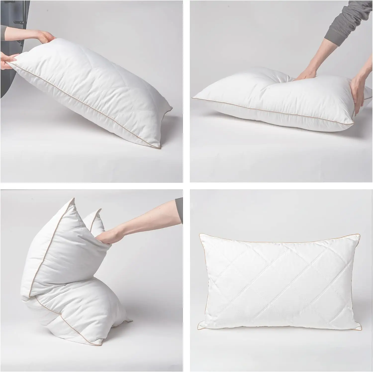Goose Feather Pillow with 100% Cotton Shell Medium Firm Soft Support Filling High-quality Goose Feather and Polyester for Home