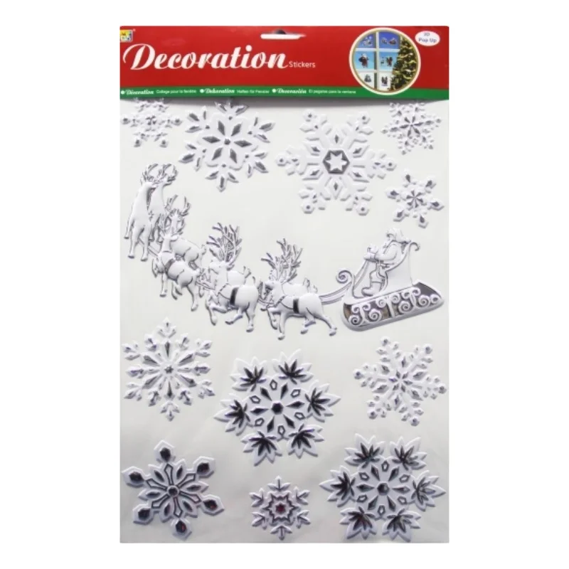 Hot selling Removable cute kawaii 3D Pop Up  christmas home decoration vinyl wall window stickers for holiday