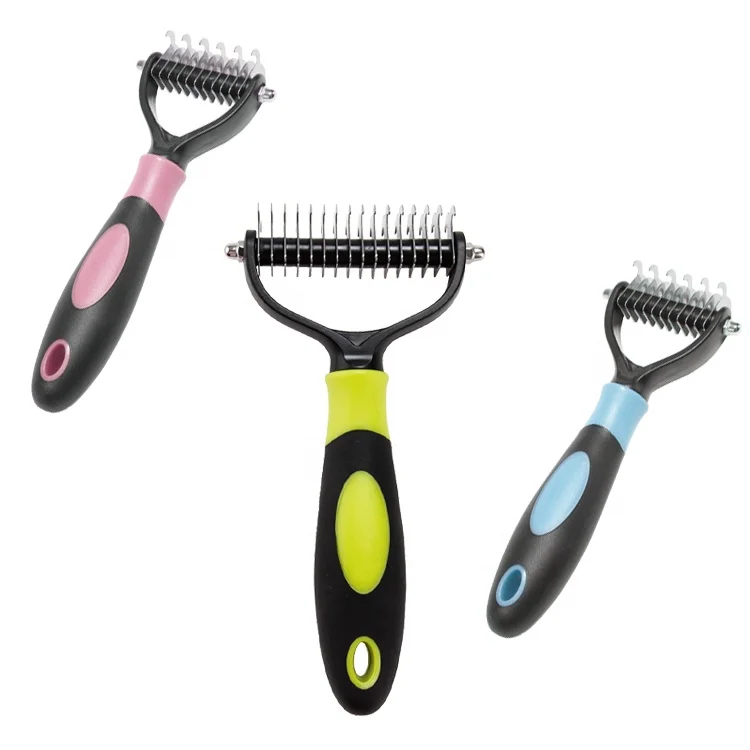 Professional Pet Care TPR+PP Pet Grooming Hair Fur Remover Comb Double Side Pet Beauty Tools Dog Cat Suit Open Knot Hair Brush