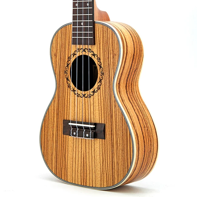 2020 Hot Sale Engraving Ukulele Concert 23 Inch koa Ukulele Zebra Wood China Baritone Ukulele Tonor