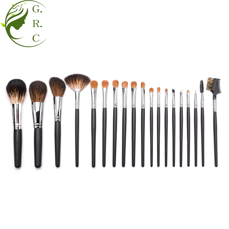 Beauty Tools Kit 19 Pcs Black High Quality Professional Soft Camel Horse Mink Donkey Animal Synthetic Hair Lip Make Up Brush Set
