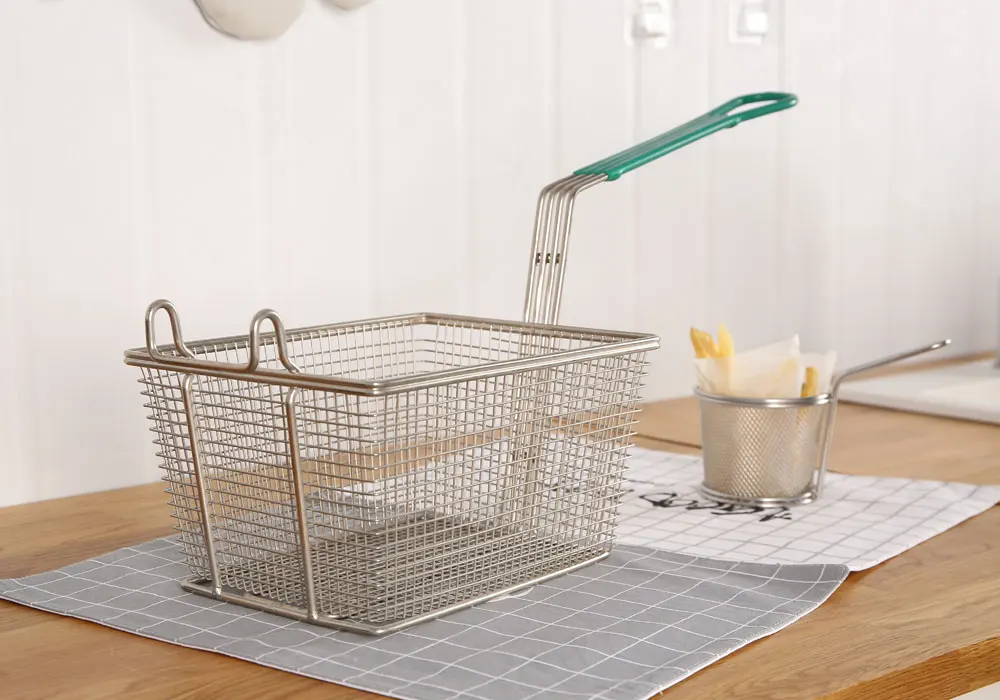 Commercial Rectangle Stainless Steel Wire Mesh Cooking Fry Basket