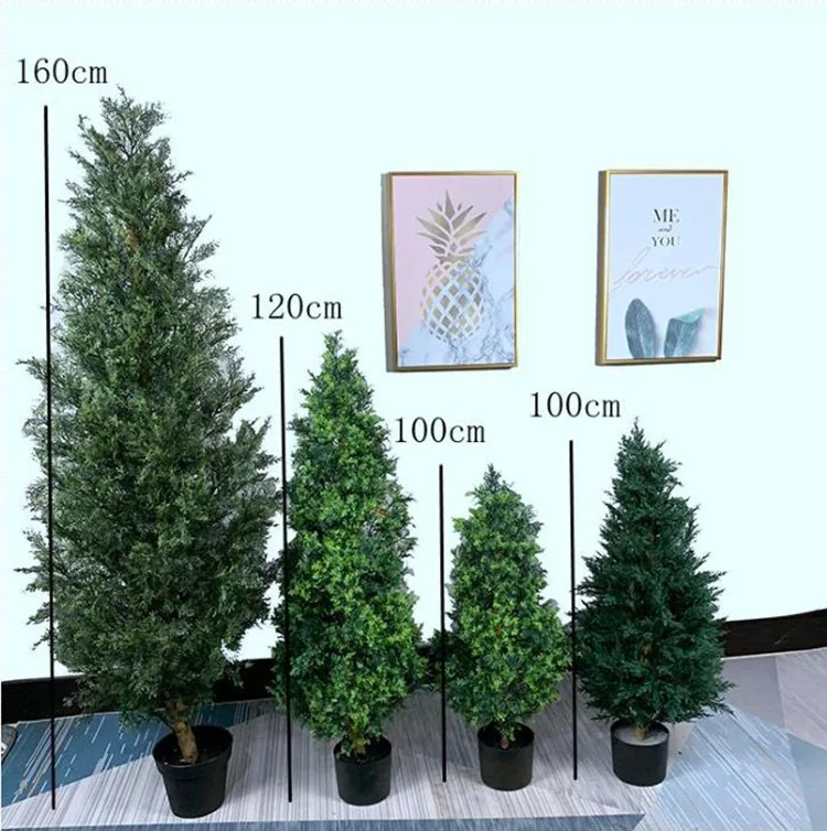 Custom Indoor Outdoor Garden Decorative 6ft Faux Evergreen Fake Pine Plant Artificial Green Cedar Cypress