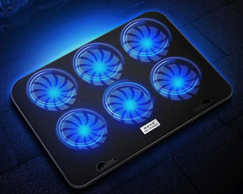 Ice coorel Chinese supplier laptop cooler fan six fans gaming style cooling fan for laptop