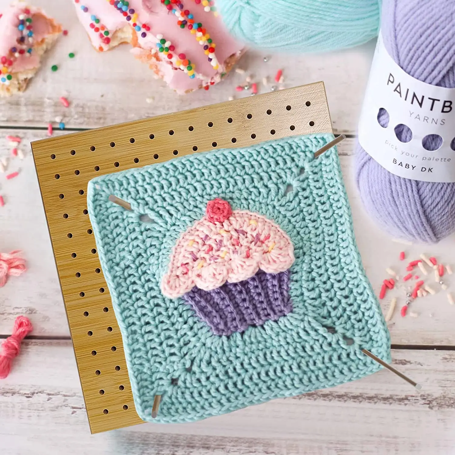 Wholesale Bamboo Crochet Blocking Board Handcrafted Knitting Blocking Mat for Knitting Crochet and Granny Square,Stainless Steel