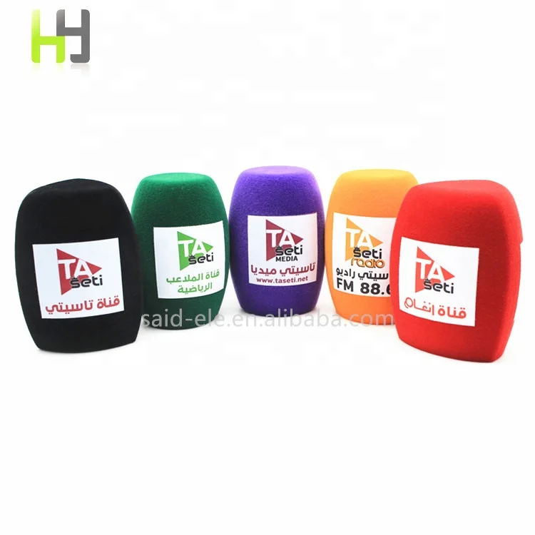 Customized Color Microphone Wind Protection Foam Printed Logo Mic Sponge