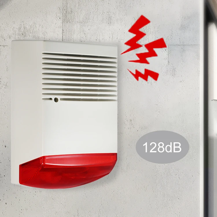 150db Outdoor High Sounder Waterproof Siren With Strobe 12 Volt External Warning Siren Electronic Exterior Security Alarm Siren