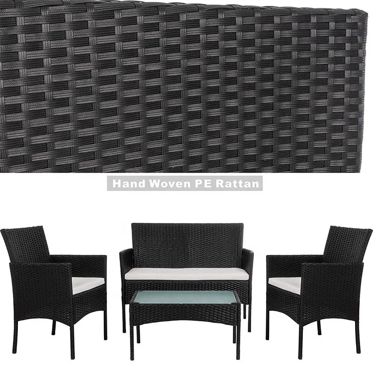 
4 Pieces Indoor Outdoor Patio Furniture Sets Use Backyard Porch Garden Poolside Balcony Rattan wicker chair set 
