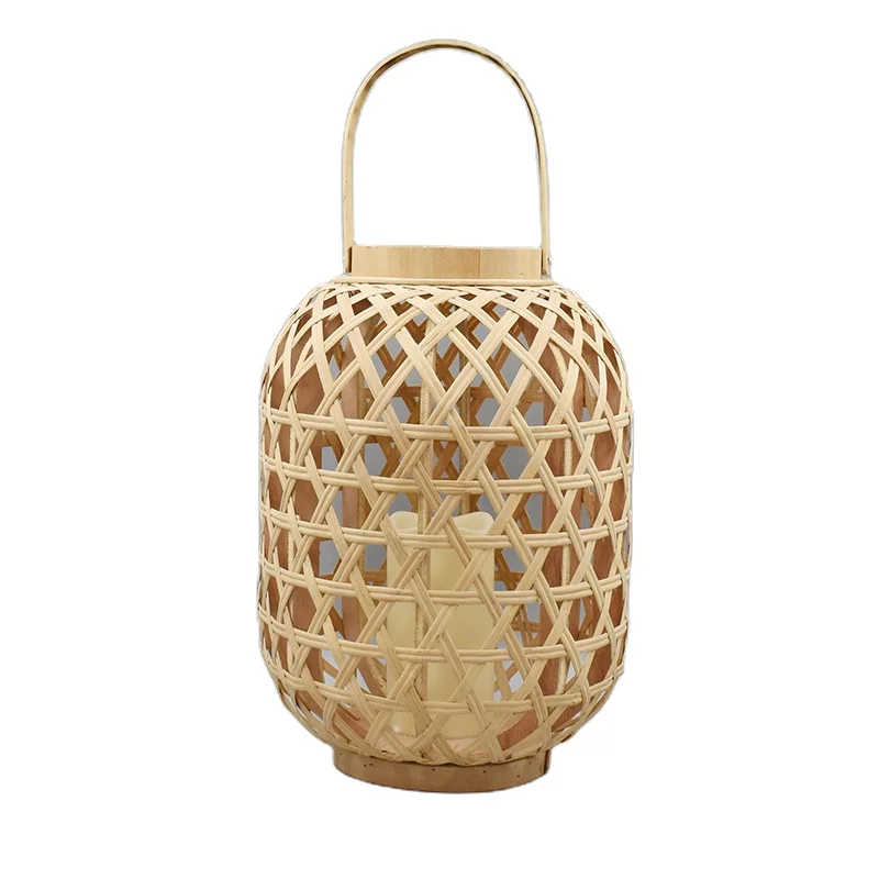 Eco Friendly Camping Lantern Bamboo Weaving Lanterns Rattan Candle Lantern