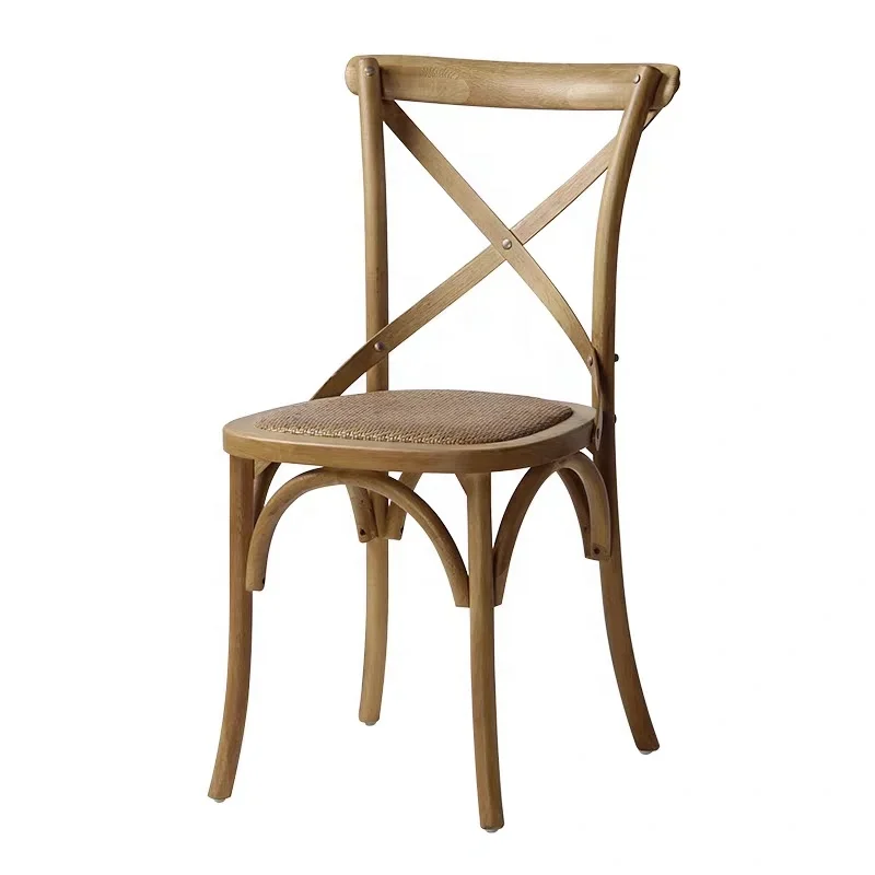 Hot Sale Wholesale Cheap Price X Cross Back Stackable Wooden Wedding Party Event Dining Chairs DCW013