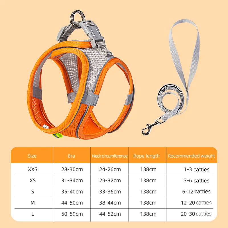 Pet Chest Strap Dog Traction Rope Mesh Breathable Strap Harness And Nylon Dog Leash