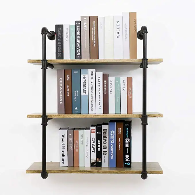 DIY Industrial Shelf with Pipe Retro Wall Mount Iron Pipe Shelf Storage Shelving Bookshelf