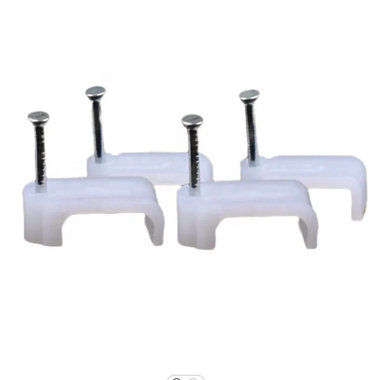 Hot Sale Good Quality Round Plastic Cable Holder Clips With Steel Nails Cable Clip