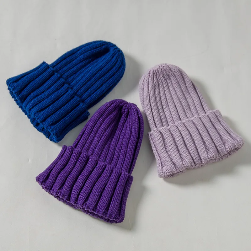 Детская вязаная шапка бини с наушниками, От 1 до 8 лет Новая коллекция осень-зима Мода Чистый яркий карамельный цвет, детские зимние штаны Бежевая Шляпа