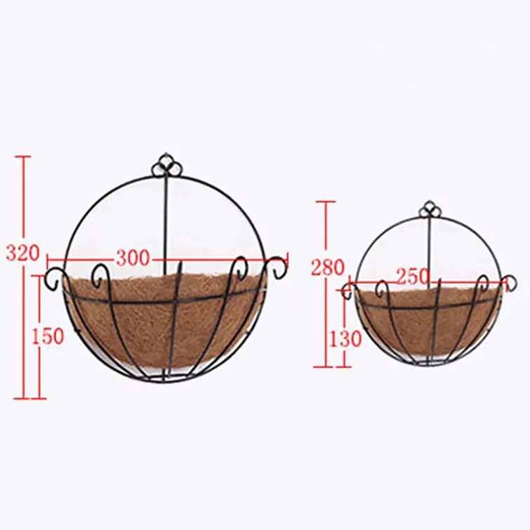 Home Garden Decoration Planting Container Hanging Flower Basket Rattan Basket Plants Stand Coco Liner Hanging Plant Basket
