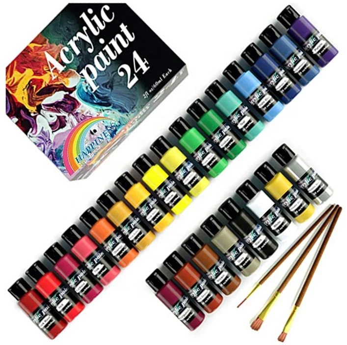 
Acrylic Paint Set of 24 Colors 2fl oz 60ml Bottles,Non Toxic 