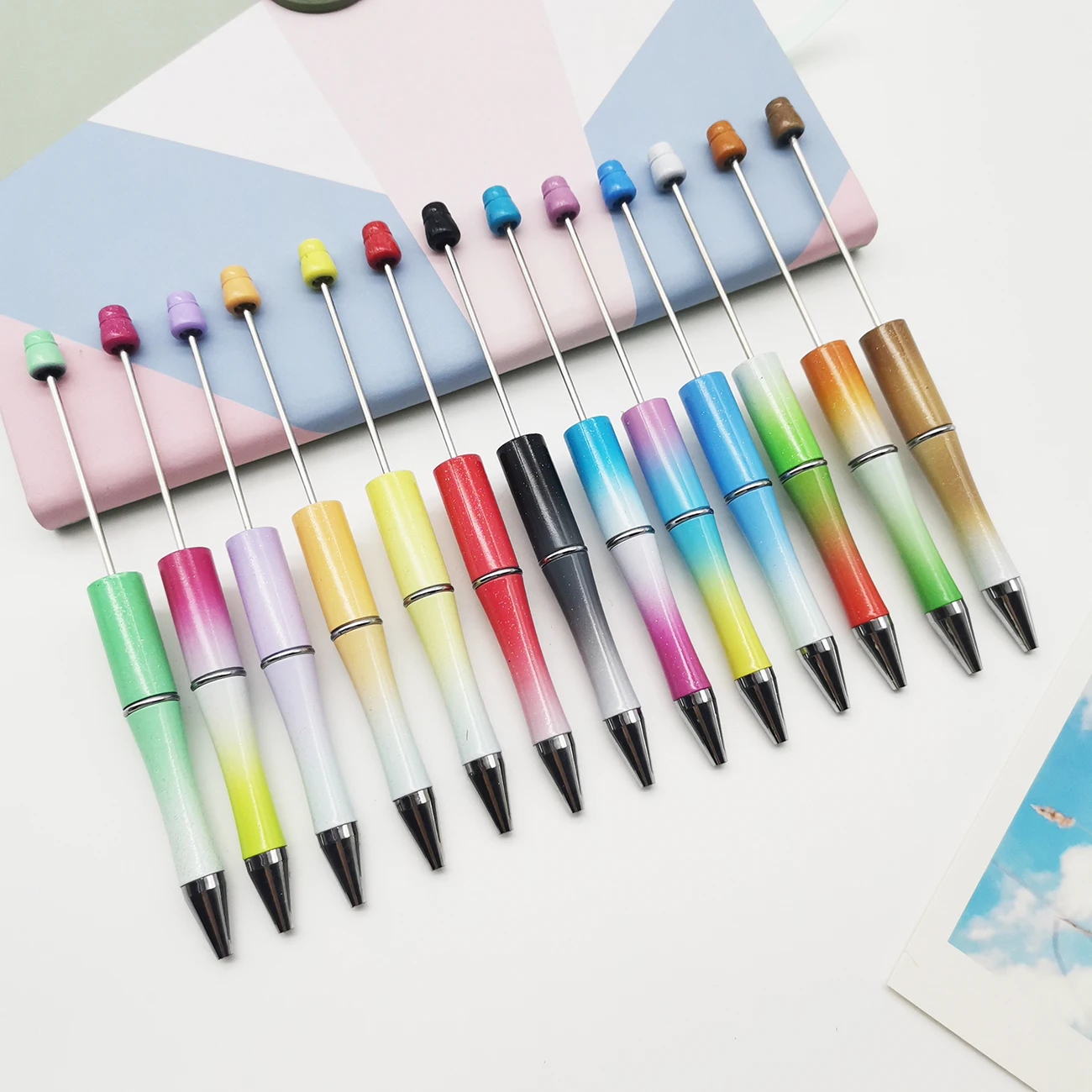 Hot Selling Ballpoint Pen Decorative Bead pen Gift Beaded DIY Plastic Ball Pen Ready to ship