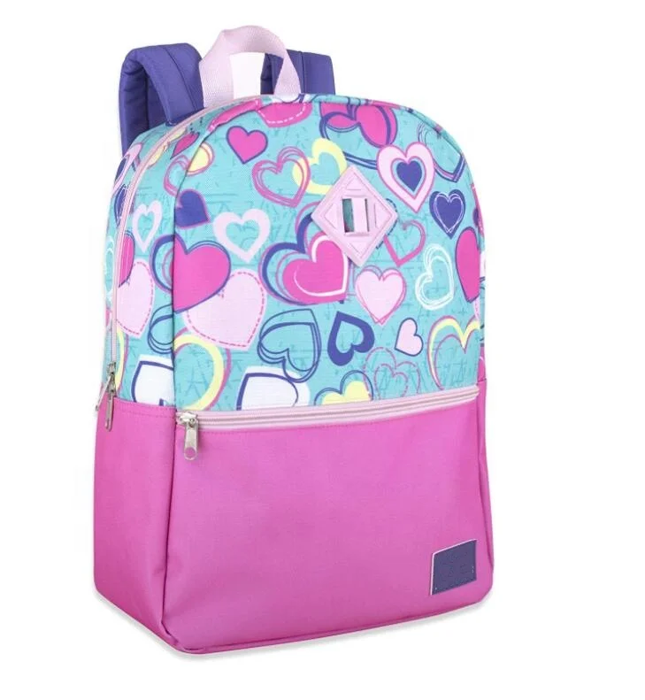 Heart Printed Girls Elementary School Backpack for Kids 5  in 1 Sets with Lunch Tote Bag Pencil Bag