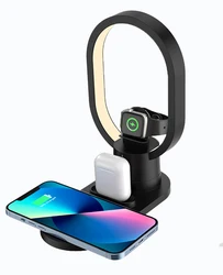 15W Bedside Lamp 4 in 1 Wireless Chargers Desk 2022 Wholesale Customized Lamp Wireless Charger Stand