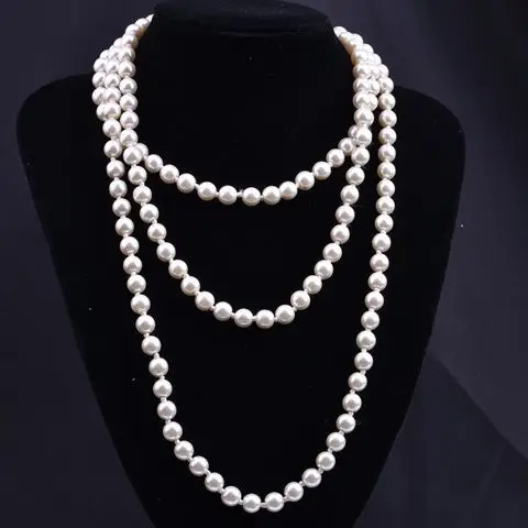 JC Wholesale glass bead imitation 1.5meter pearl necklace high quality colorful pearl necklace jewelry