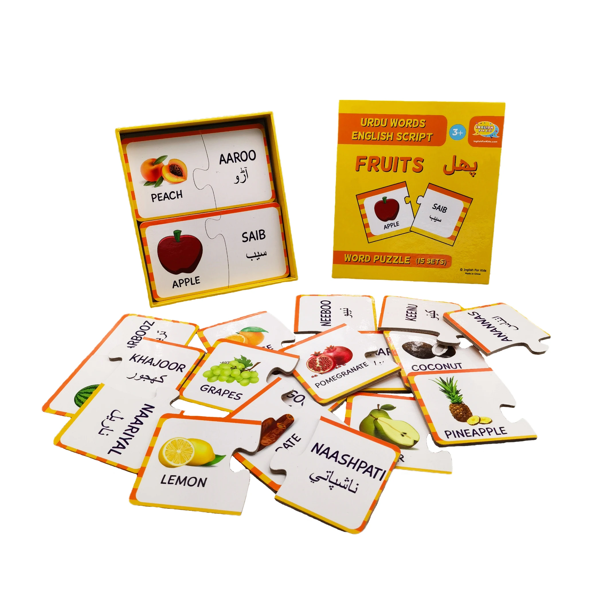 Personalized Fruit Jigsaw Puzzle Printing Interactive Learning Words Cards Custom Cartoon Diy Educational Puzzle For Baby