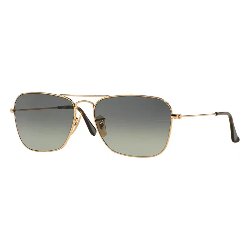 High Quality Classic Branded Metal Frame Glasses Material Gradient UV400 Lenses Vintage 3136 Square Men Sunglasses with Case