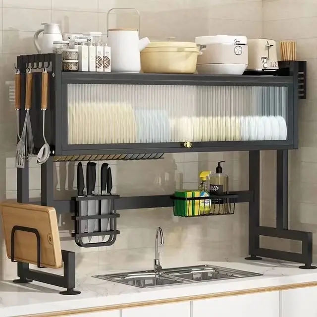High Efficiency Dish Rack Over Sink Dish Drainer Drying Rack for 105cm Kitchen Counter Multifunction Organizer Storage Shelf