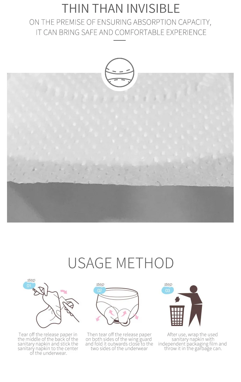 High Absorption Ultra Thin Cotton Disposable Menstruation Carefree Sanitary Napkin