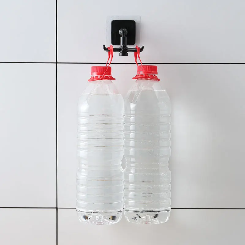 HY Kitchen Accessorizes 360 Degree Rotatable Hooks Storage Rack Hanger Household Bathroom Wall Mounted Key Organizer Space Black