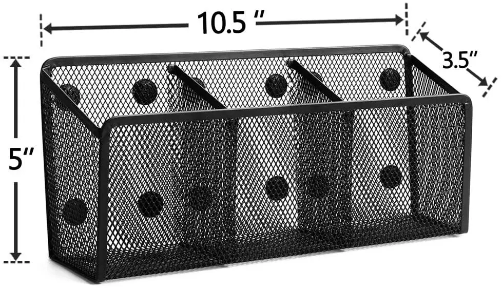 Metal Magnetic Mesh Pencil Holder Magnetic Holder With 3 Compartments