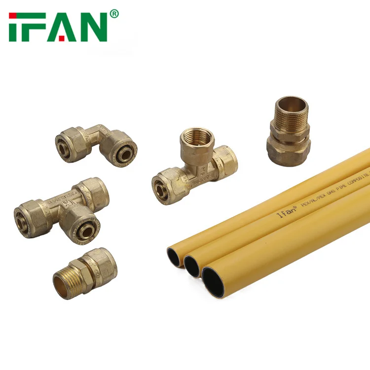 IFAN Socket Elbow Tee Gas Brass Plumbing Materials Joint 1/2 3/4 1 Inch Thread PEX Compression Fitting