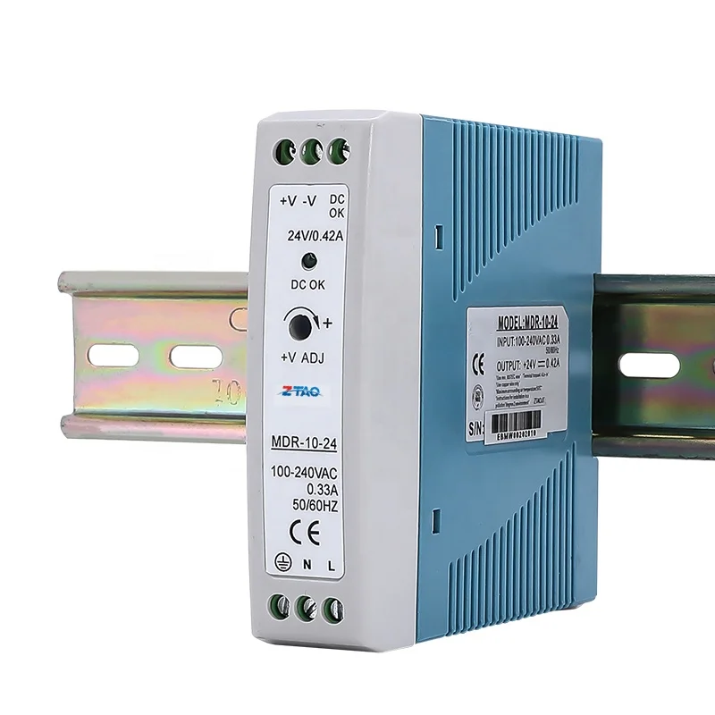 MDR-10-24 Power Supply 24V Din Rail Plastic Case MDR-10-24 10W Switching power Supply dc switching power adapters with led 24vdc