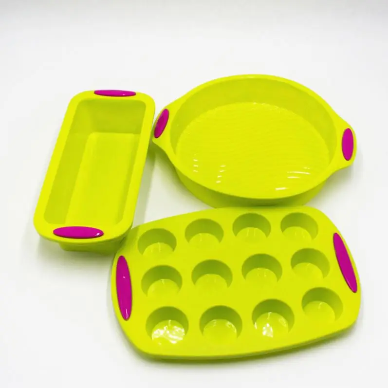 Silicone Cake Mold 3Pcs In A Set 9-Inch Cake Mold 12 Cups Muffin Cups