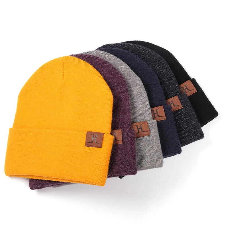 Custom Beanies  Oem Acrylic Wholesale Knitted Winter Beanie Hats Mens Custom Beanie
