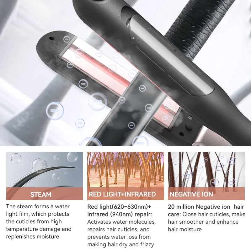 Профессиональный титановый выпрямитель для волос Утюги паровой ионный Выпрямитель 3 в
