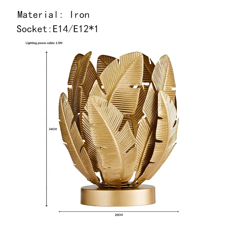 new design bedside table lamp palm leaf metal table lamp modern table lamp