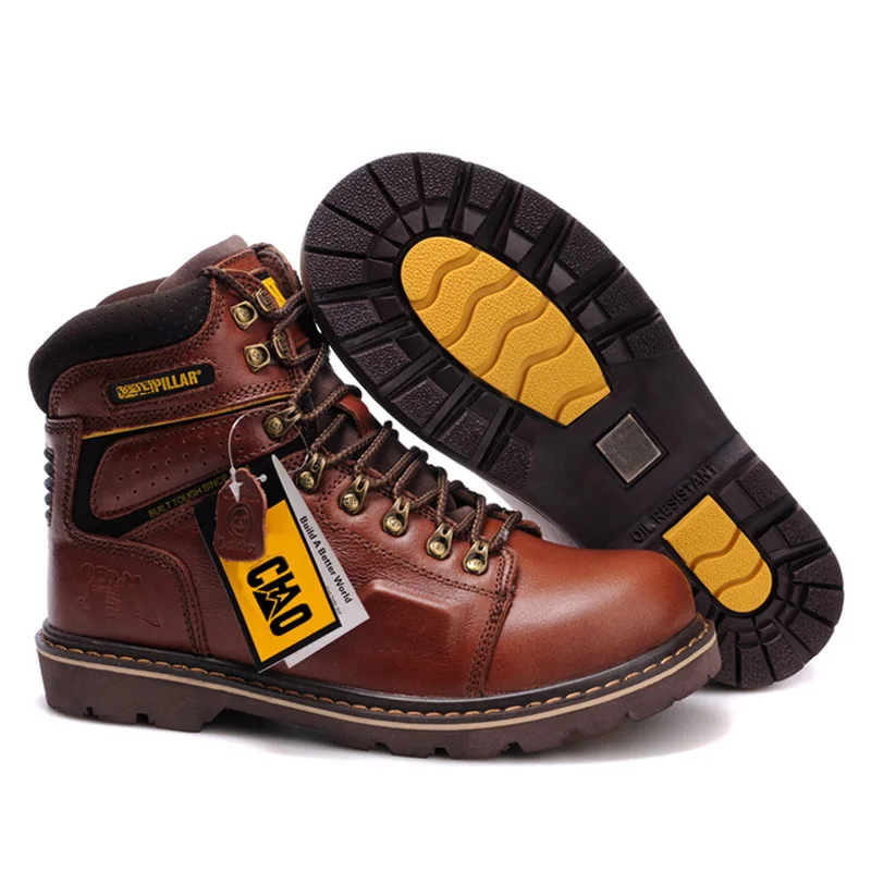 Caterpillar Original 2021 Mens Work leather boots cowhide high military top Cat Martin anti-smashing safety