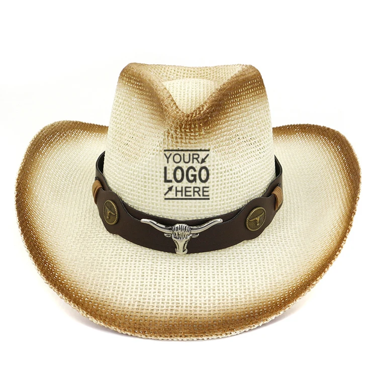 2020 cheap logo printed custom straw promotional farmer hat for peasants advertising stetson cowboy hat unisex straw cowboy hat