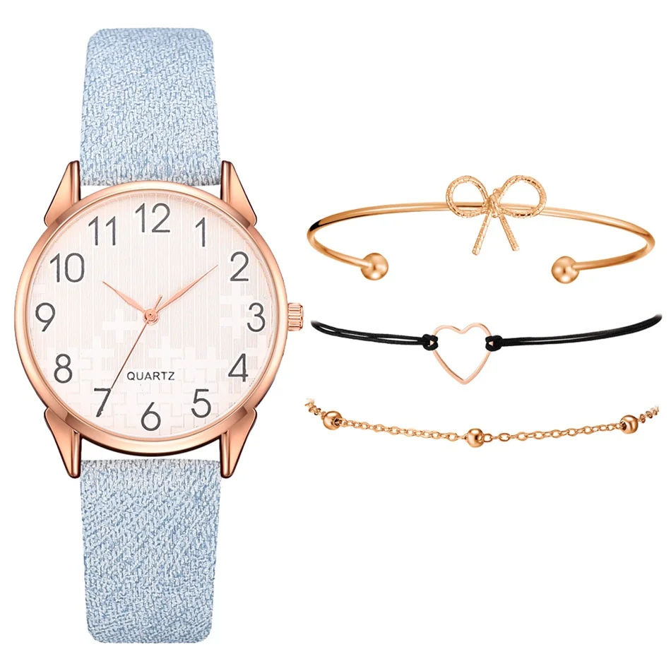 Fashion Women Dress Watch Leather Wristwatch Gold Bracelet Popular Casual Luxury Crystal Women Girl Quartz Watch